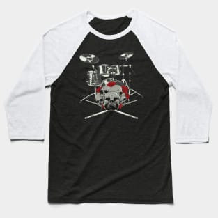 Skull Drummer Drums Baseball T-Shirt